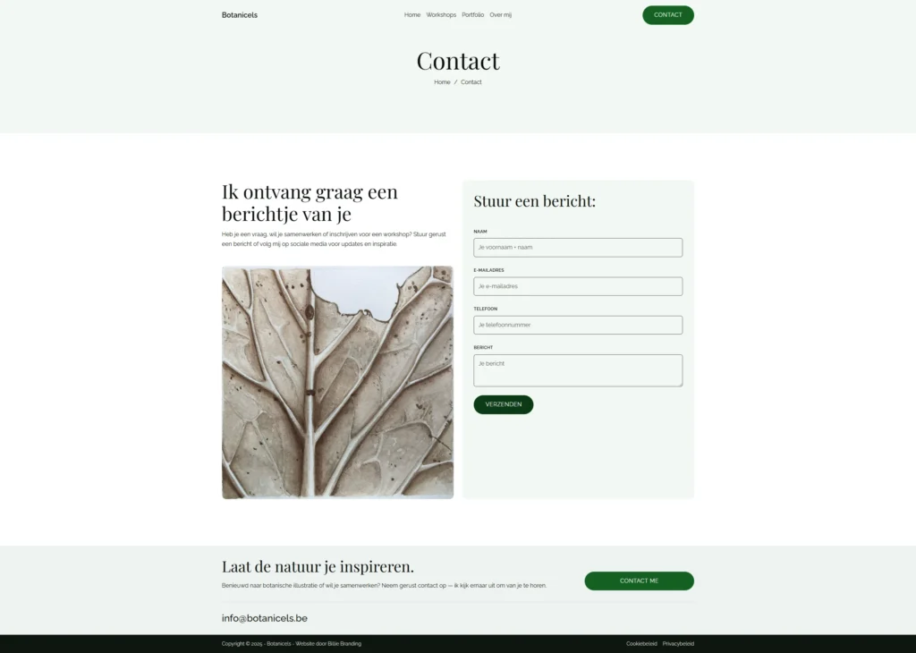 A website contact page showcasing a variety of plants and vegetables, highlighting their colors and shapes in an organized manner.