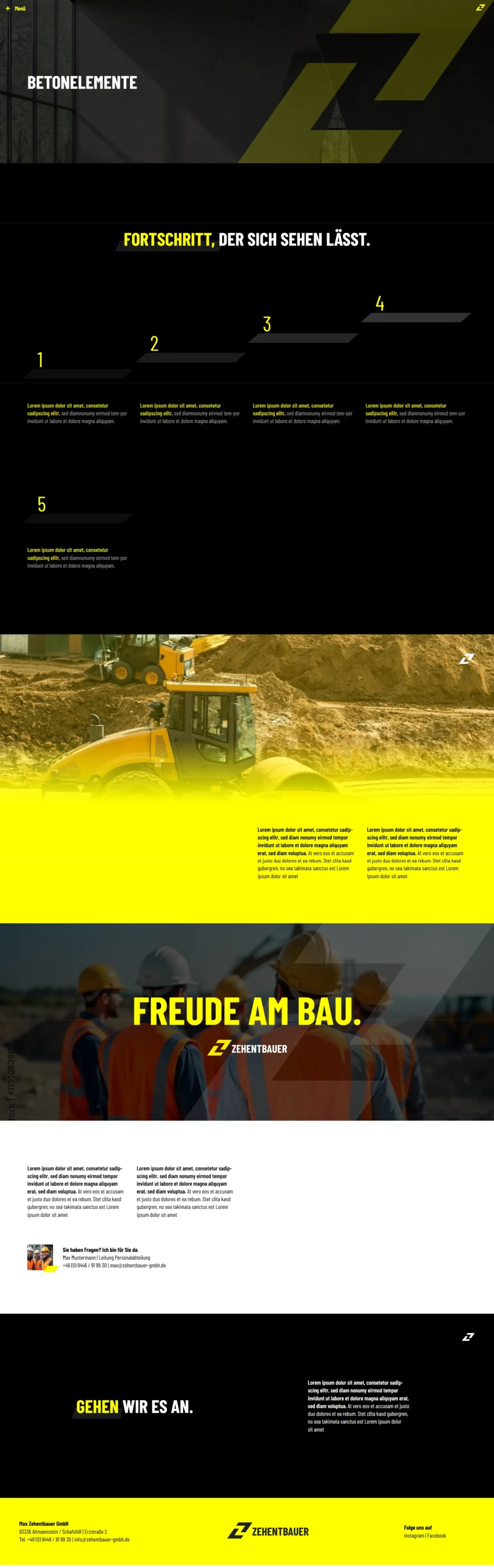 A product-focused page for concrete elements, showcasing manufacturing website design company standards in visual clarity and performance.