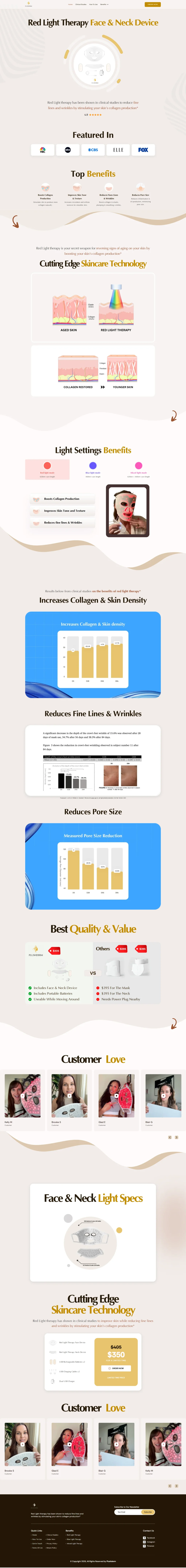 A full desktop preview of the PlushDerm clinic site, showcasing mobile friendly website development and a high-end website services design.