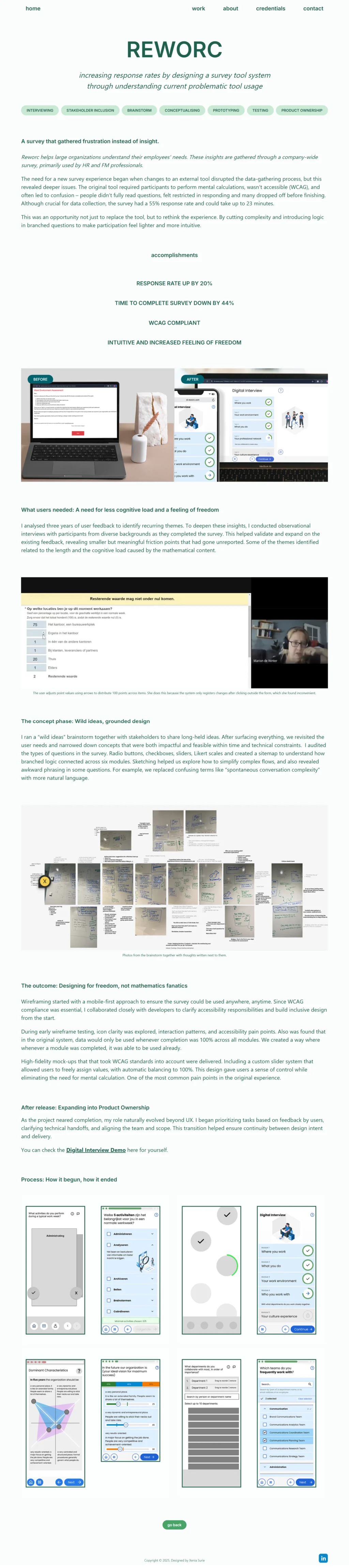A creative-designed digital interview page featuring content strategy agency layouts and fluid mobile web design.