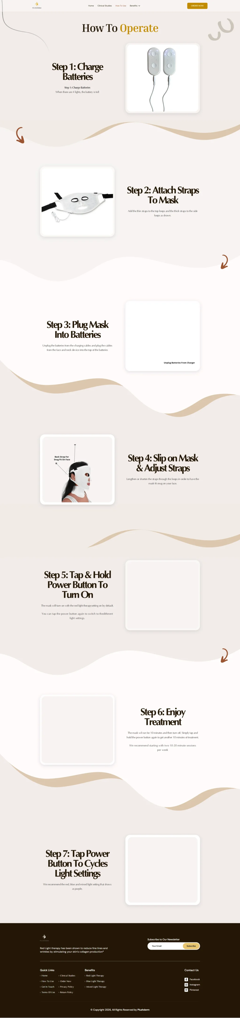 A modular treatment journey layout created by a custom website developer, emphasizing a clean and frictionless user experience.