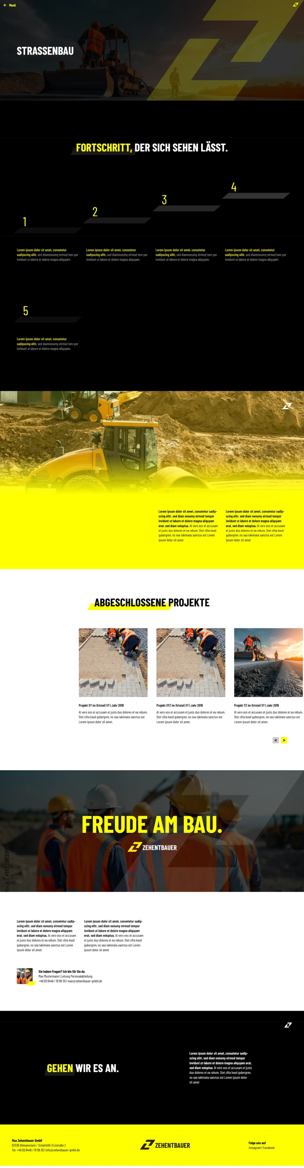 A specialized road construction service page featuring on page seo services for heavy industry and technical project descriptions.